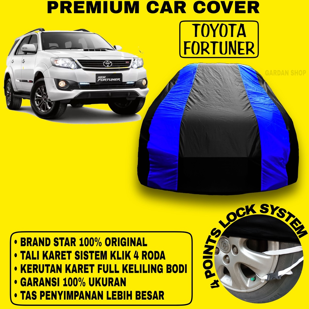 Body Cover TOYOTA FORTUNER Sarung Strip BIRU Penutup Pelindung Selimut Bodi Mobil Fortuner PREMIUM Blue