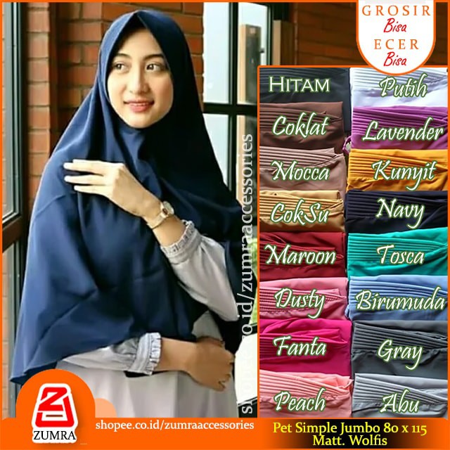 Hijab Instant Harian Jumbo Ped Syari Kerudung Instan Polos Jilbab Bergo Syria Basic Zaida Instant Murah