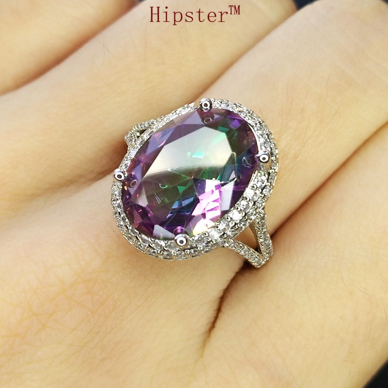 Hot Sale Fashionable Elegant Inlaid Color Rhinestone Couple Ring