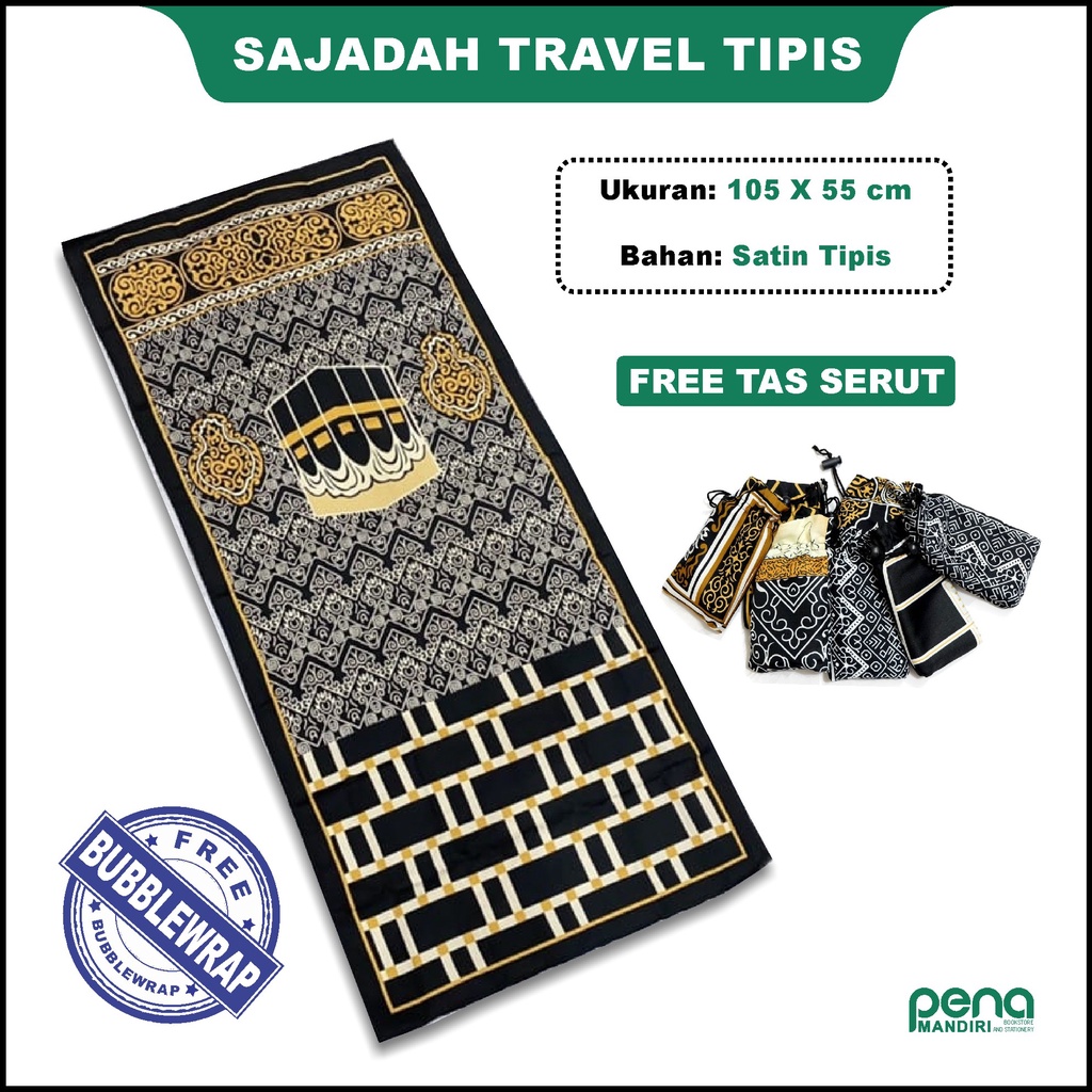 Sajadah Travel Tas Serut Hitam Turkey 100 x 45 cm