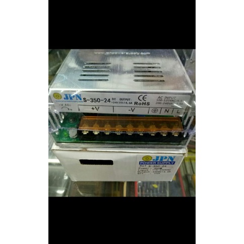 power supply dc 24vol 14,6amper merek JPN input ac 100-120vol 200-240vol