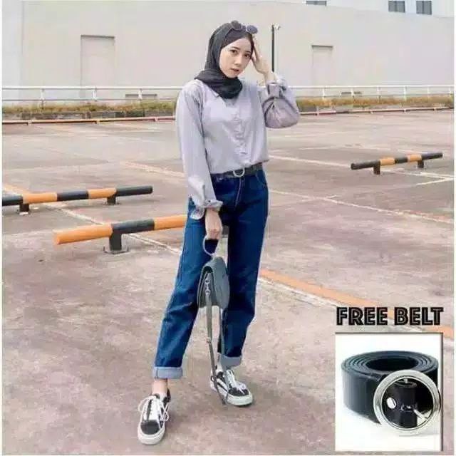 PROMO CELANA BOYFRIEND JEANS WANITA //FREE BELT /BF POLOS