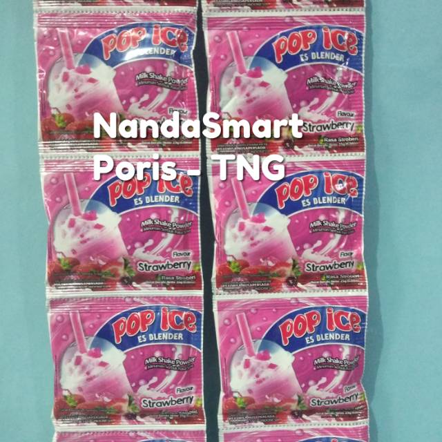

Pop ice Strawberry per renteng isi 10 sachet