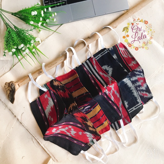 Masker Kain Tenun Lurik Motif Asmat Toraja Troso Parijoto Pedan Ethnic Ecer Grosir Cantik Modern