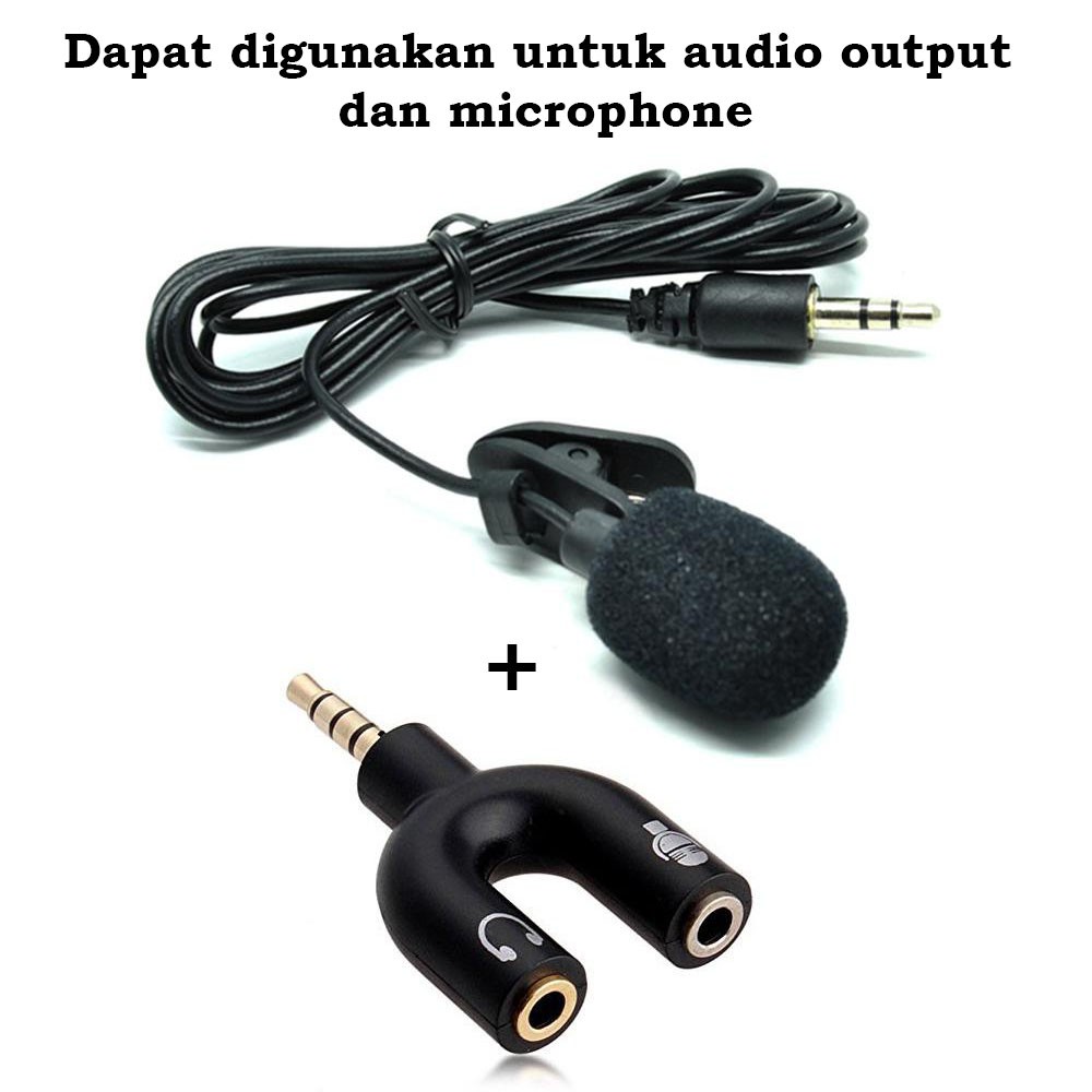 MIC CLIP ON AND AUDIO SPLITTER U SHAPE PAKET YOUTUBER VLOGGER SMULE ALAT REKAMAN