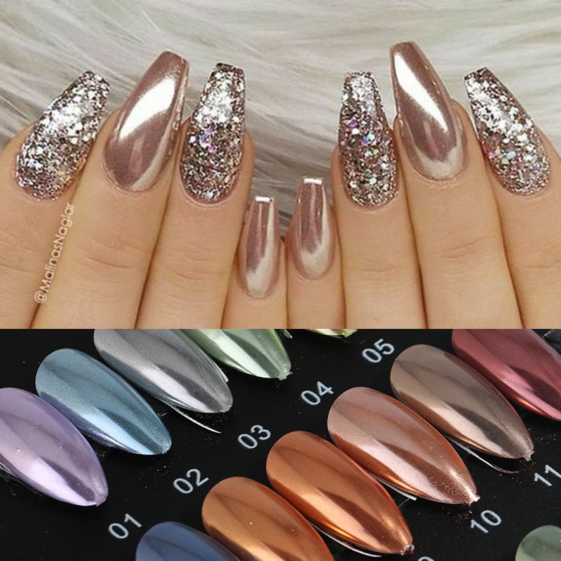 Solid Chrome Powder Nail / Solid Nail Powder Silver Chrome Solid/ Solid Nail Powder Chrome Gold / Gold Powder Nail Art / Silver Powder Nail Art