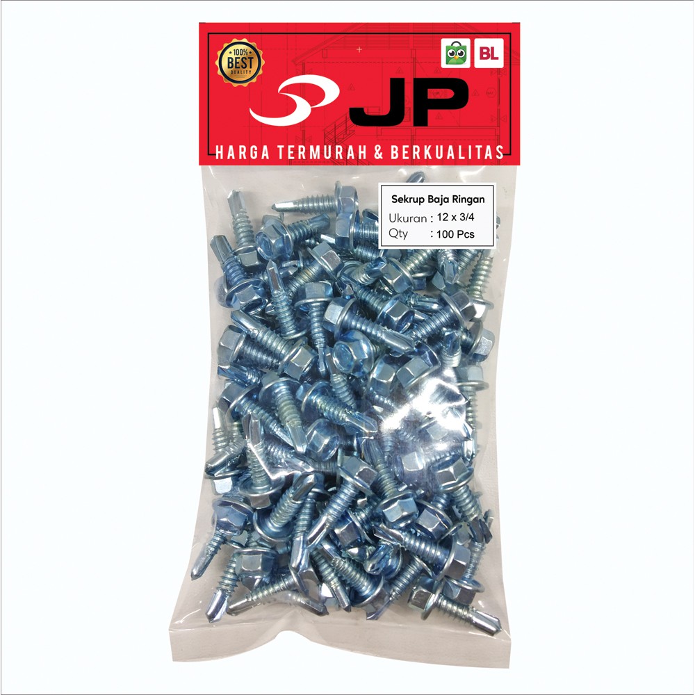 SEKRUP BAJA RINGAN 12 x 3/4 - BAUT SKRUP ROOFING PUTIH ISI 100 PCS