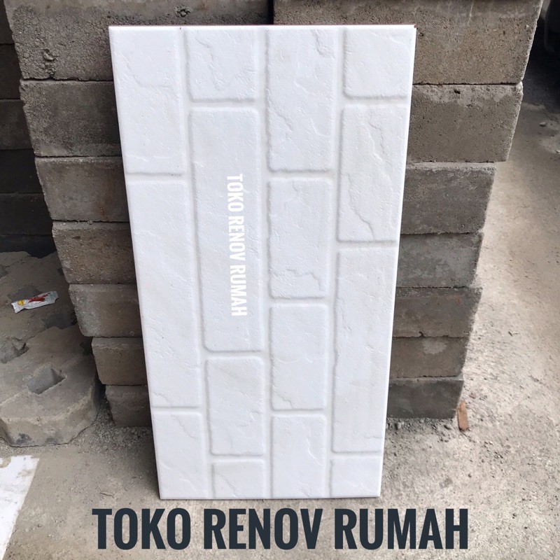 keramik bevel 30x60 dinding /keramik dinding motif bata (doff)/ keramik bevel/ keramik dinding pagar/ keramik bricky white/ keramik dinding bata putih
