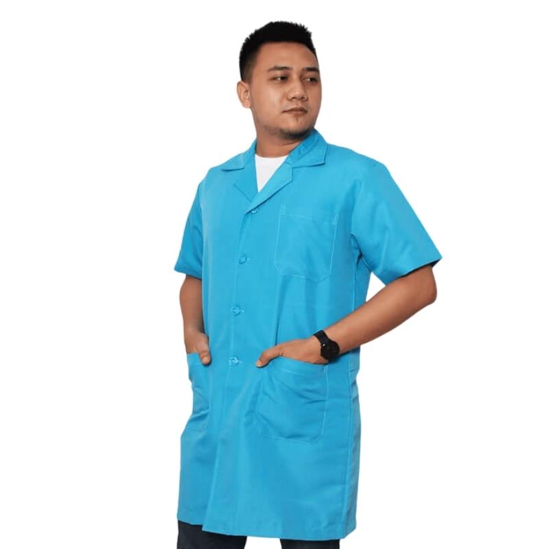 Jas Laboratorium Seragam Lab Baju Praktek Klinik Pria Wanita Lengan Pendek dan Panjang RJLINEN