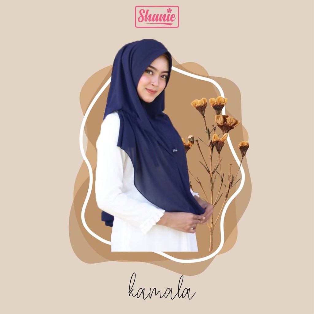 Khimar Kamala Navy (Free Mini Gold) Premium by Shanie