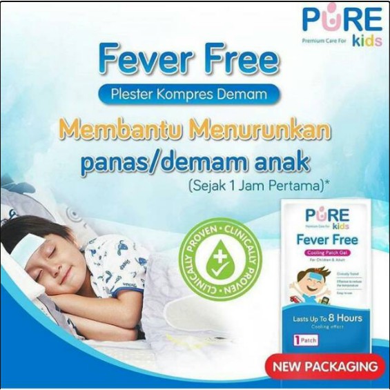 PURE Kids Fever Free Plester Kompres Demam Bayi Dan Anak 1 Dus Isi 4 Sheet