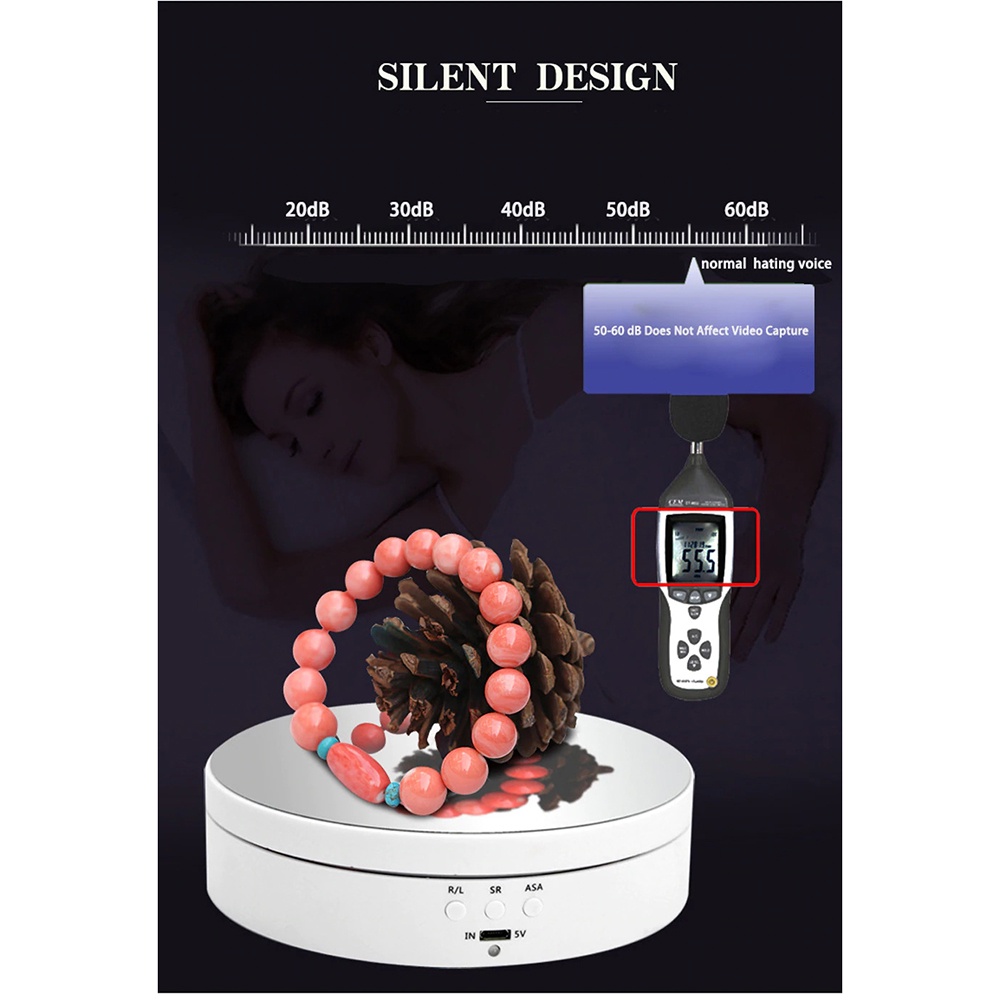 Alas Putar Fotografi Rotating Display Stand Base Mirror Surface 13.5cm Bk360 Taffstudio