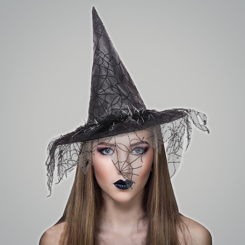 Topi Penyihir Bahan mesh Untuk Halloween