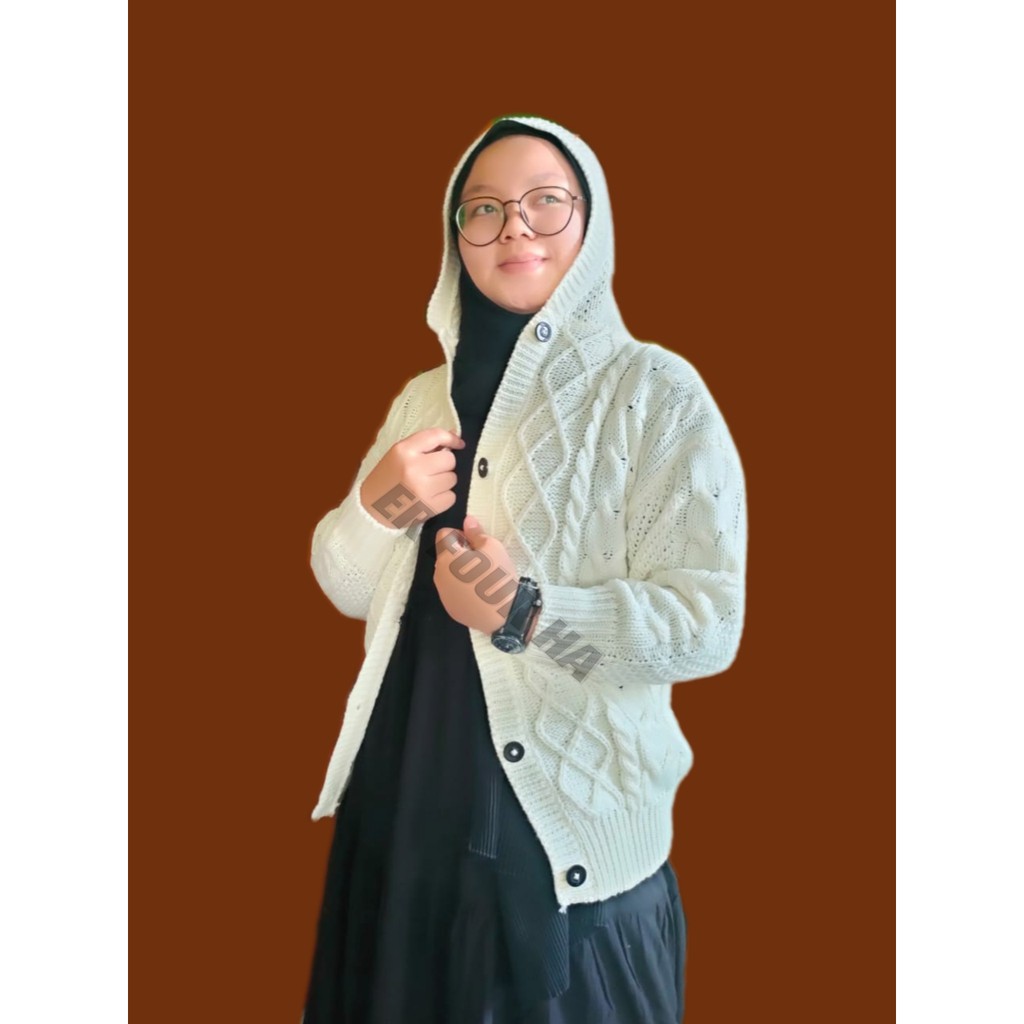 Cardigan cable SIDO kupluk Type 3 get | Cardigan Rajut Tebal | Pakaian Wanita | Outerwear Wanita