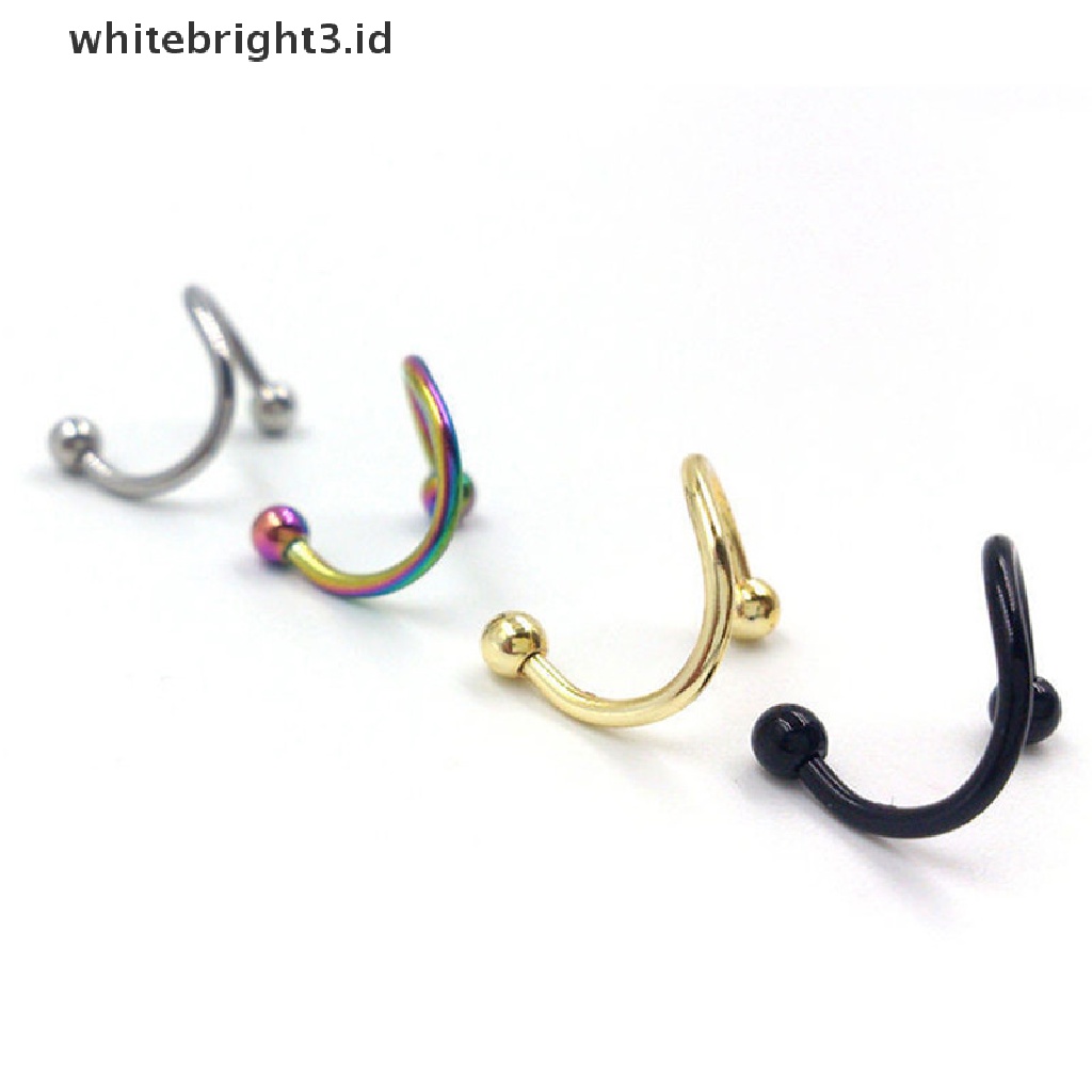 (whitebright3.id) Anting Tindik Telinga / Hidung / Bibir Bentuk Spiral Bahan Stainless Steel Gaya Punk