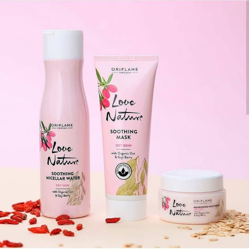 Love Nature With Organic Oat &amp; Goji Berry Soothing Mask / Face Cream / Micellar Water