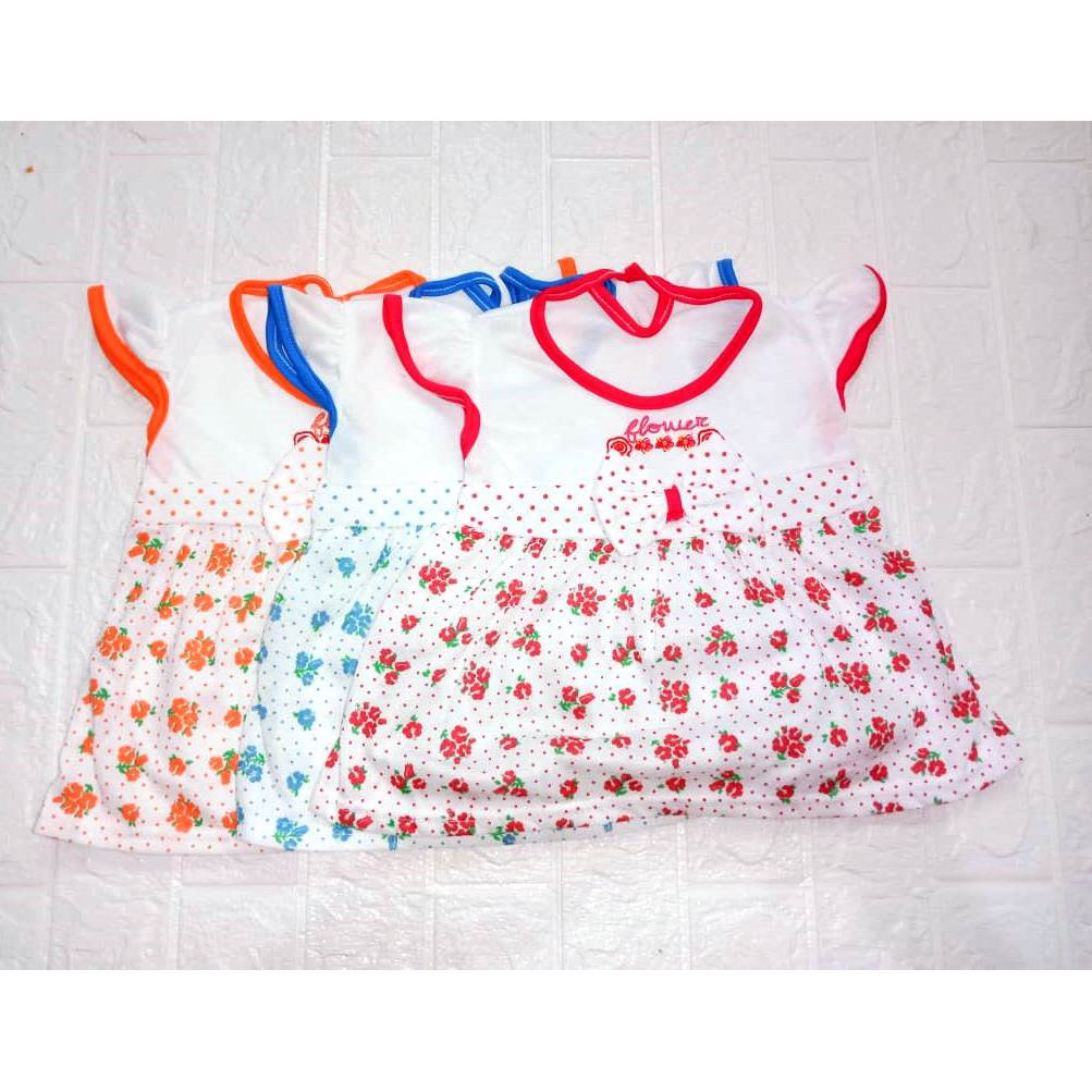 BAJU BABY DRESS 0-6 BULAN BAHAN ADEM STELAN SAMA CELANA MOTIF BUNGA-002