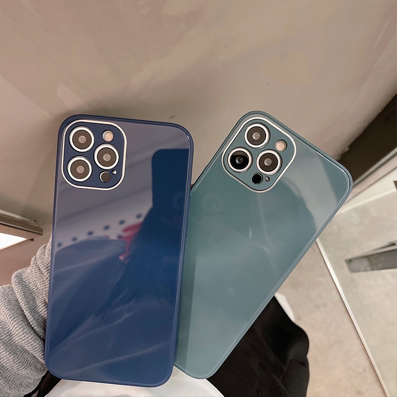 Hard Case Hp Warna Hijau Tua Untuk iPhone 14 / 13 / 12 / 11pro / X / XS MAX / XR