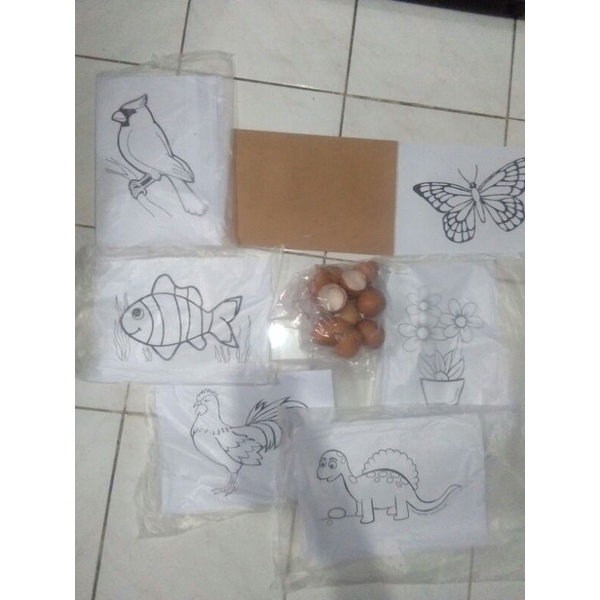 

kolase cangkang telur tempel sendiri prakarya sekolah