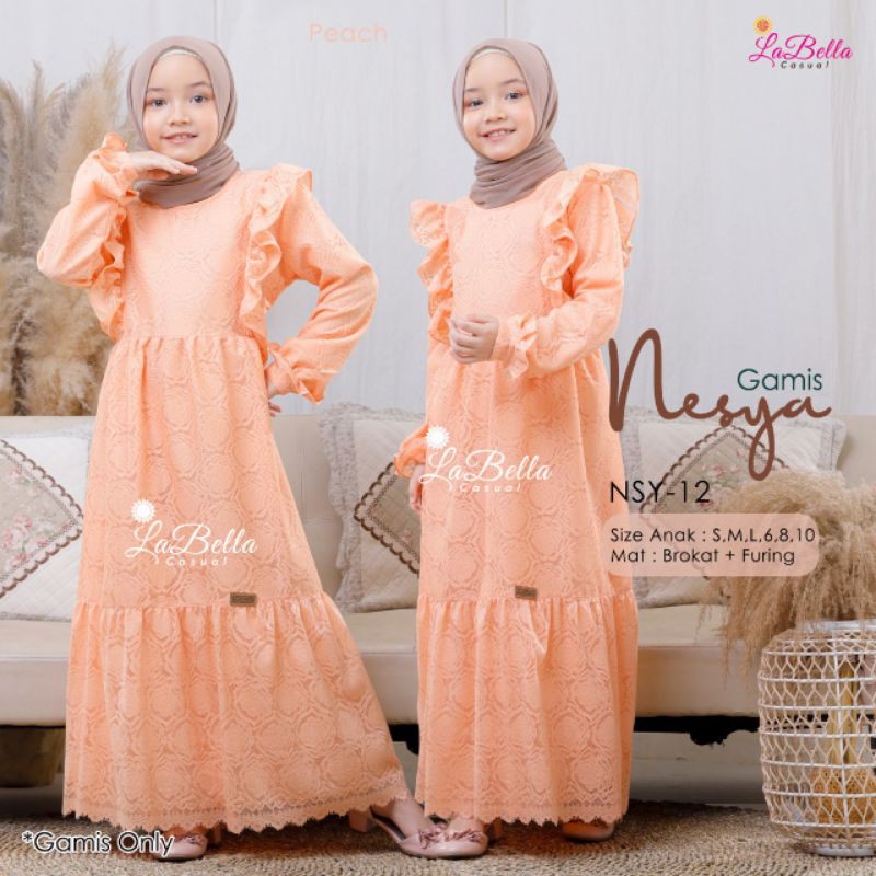 (2-3 Tahun) Gamis Brukat Anak Nesya by Labella / Gamis Pesta Anak