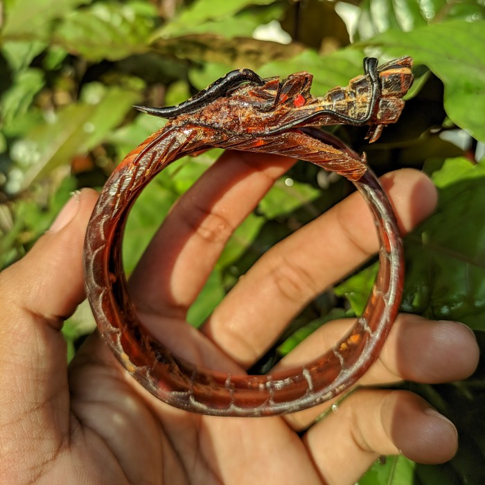 Gelang Akar Bahar/GELANG AKAR BAHAR/gelang akar bahar ukir naga merah