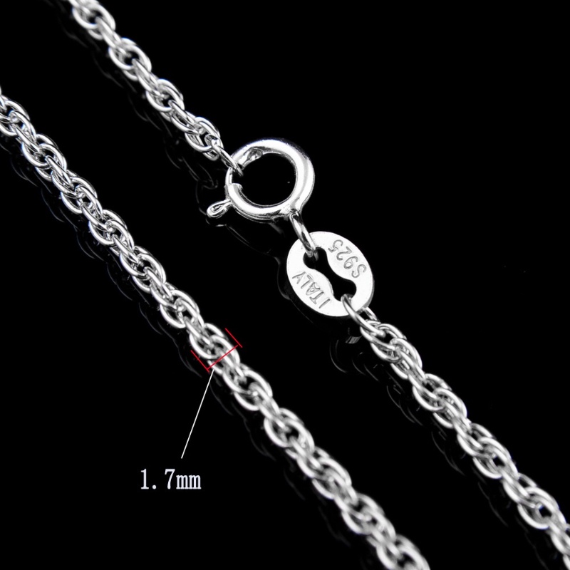 100% Nyata S925 Sterling Silver Kalung 1.7mm Tali Rantai Fashion Kualitas Tinggi Ketebalan Ukuran Yang Berbeda bebas alergi