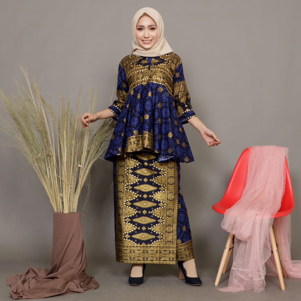 SETELAN PEPLUM BABYDOLL MOTIF SONGKET BATIK JUPRI PALEMBANG RUMAH KEBAYA BANDUNG RUMAH SONGKET BANDUNG