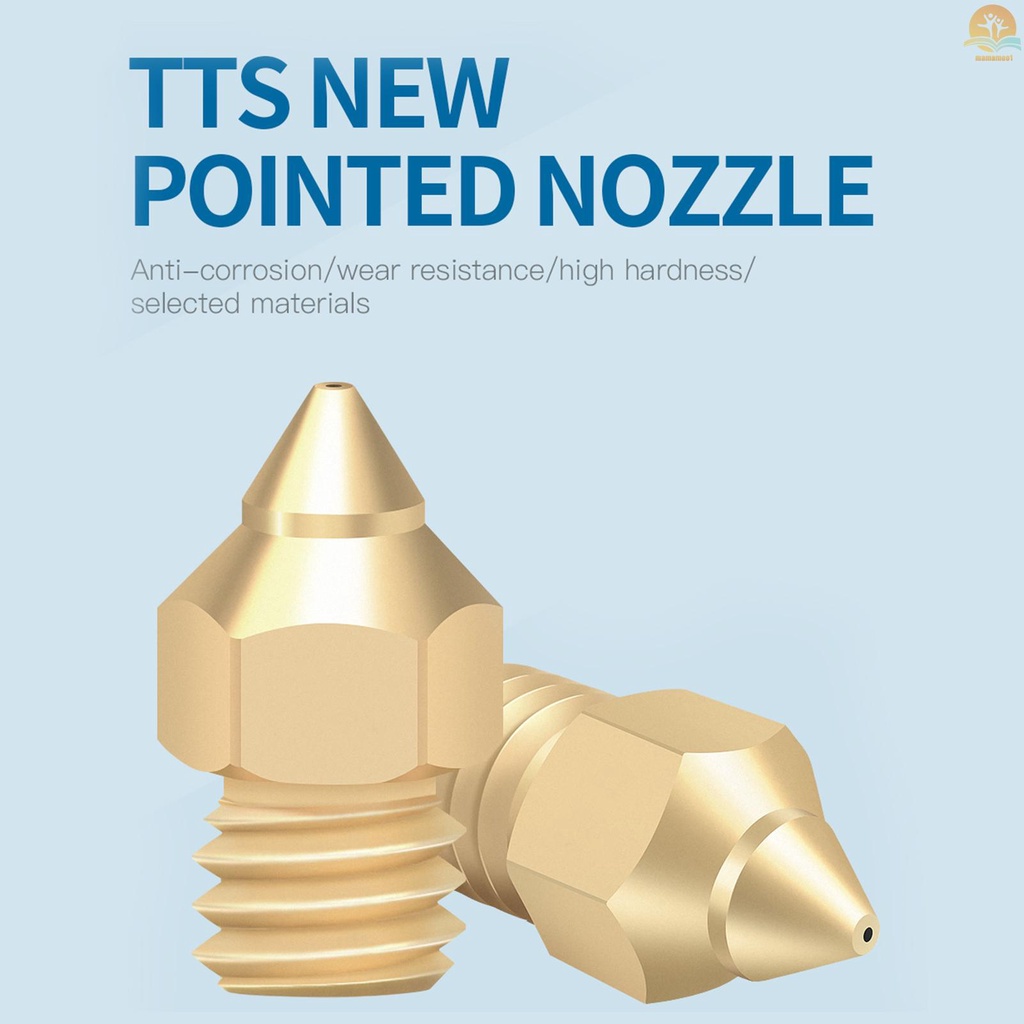 3D Printer Nozzle Brass Copper TTS New Pointed Nozzle 0.2/0.3/0.4/0.5mm M6 Thread Extruder Print Head for Creality CR-6 SE 3D Printer 1.75mm Filament 10pcs