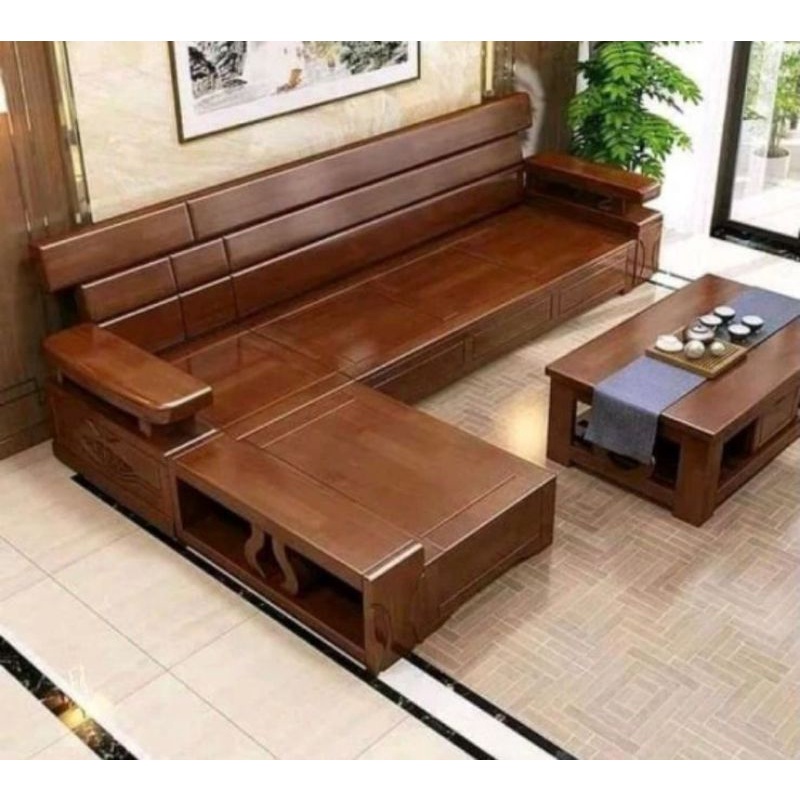 Kursi tamu sudut letter L || kayu jati || alkafurni