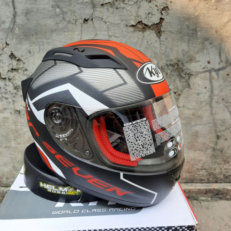 HELM KYT RC7 seri 18 - Black Matt Red ORIGINAL RC SEVEN full face Yellow flou