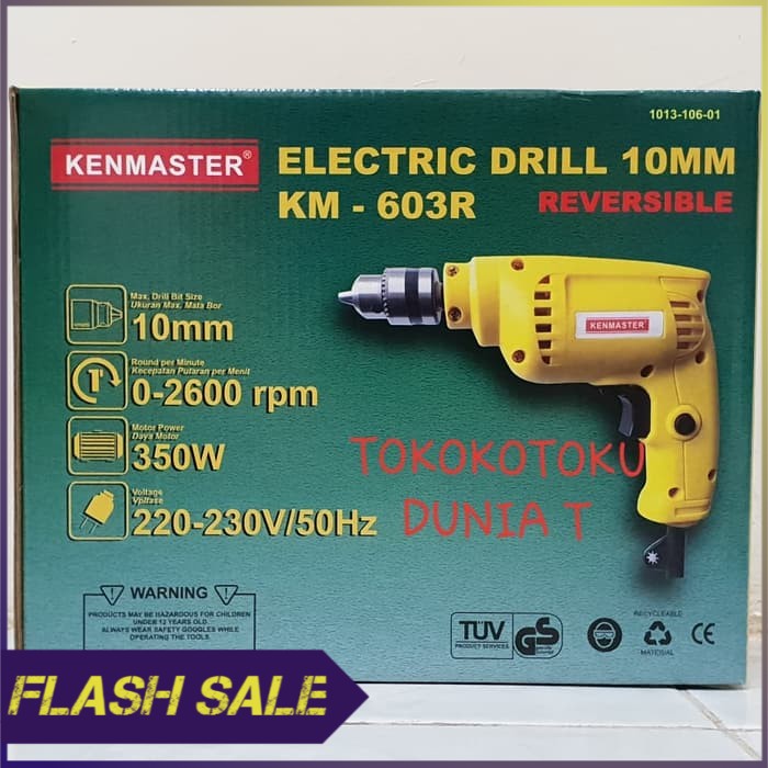 Mesin Bor Listrik Bor Tangan Kenmaster 10mm Bolak Balik
