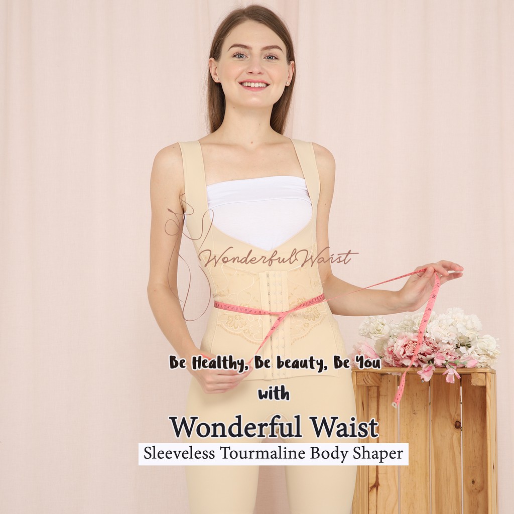 sleeveless tourmaline full body shaper / pakaian pembentuk badan / korset seluruh badan / pelangsing