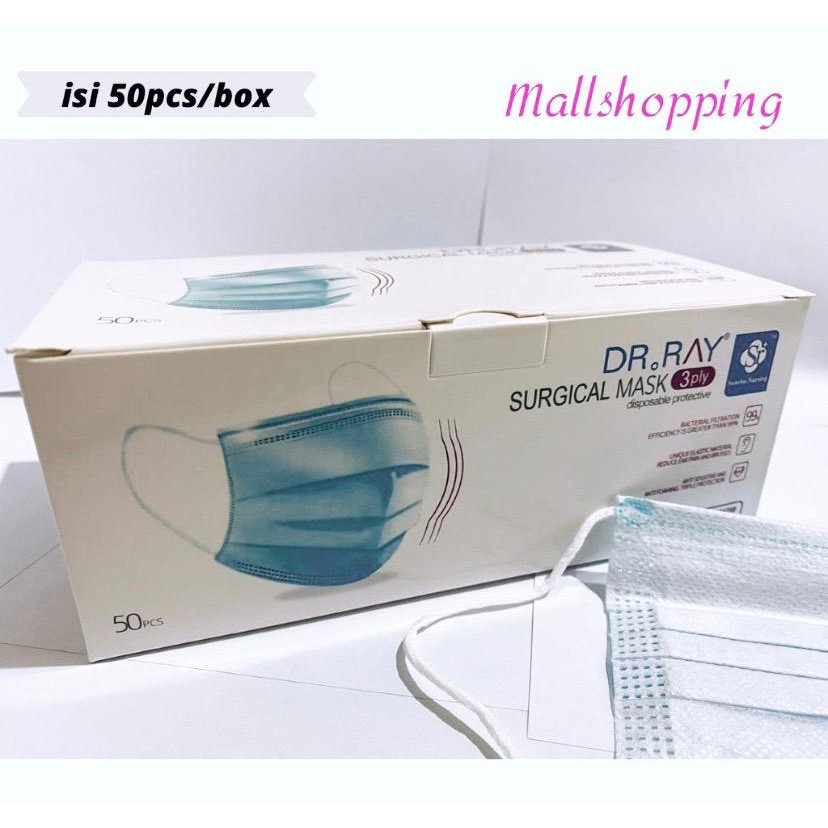 (COD) MASKER NON HIJAB 3PLY MASKER EARLOOP KEMASAN PLASTIK ANTI BAKTERI 1 ISI 50PCS MALLSHOPPING