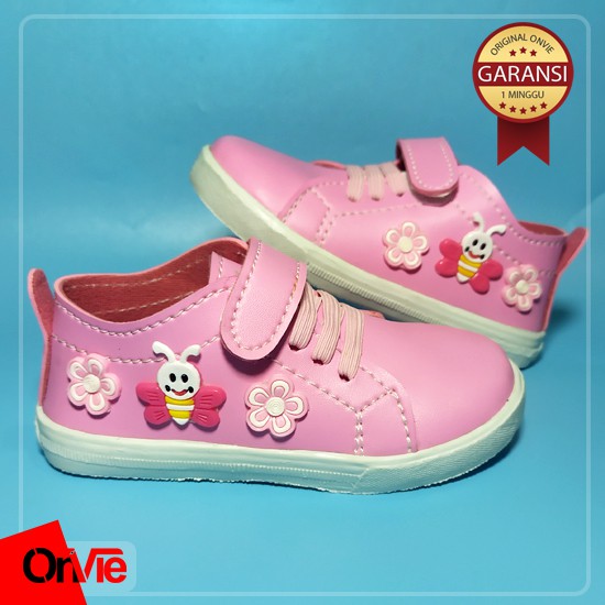 Sepatu Sneakers Anak Perempuan Motif Flower Bee | Sepatu Anak Sekolah Onvie