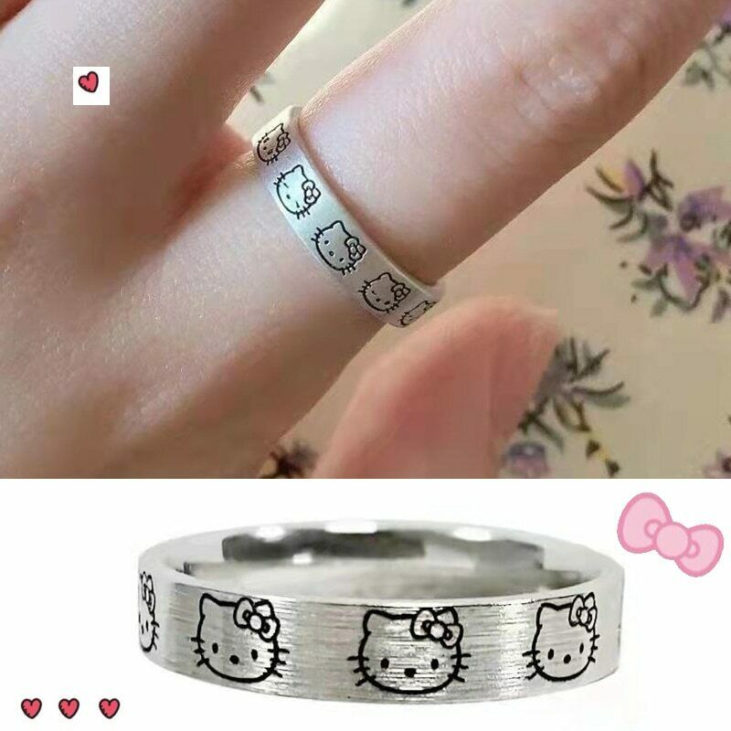 Sanrios Cincin Desain Anjing Hello Kitty Cinnamoroll Untuk Pasangan