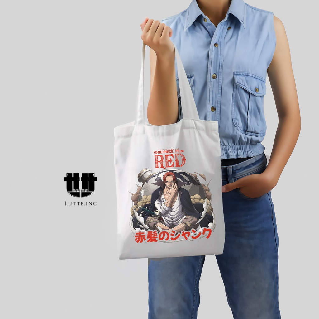 One Piece Red Totebag Anime Shanks Tote Bag Kanvas Tas Tote Premium Lutte.inc