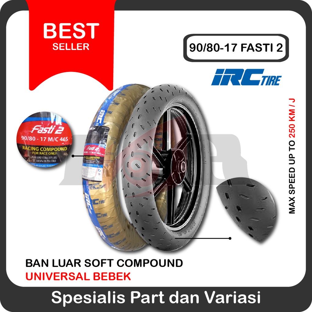 IRC 90/80-17 Fasti 2 Soft Compound Racing Ban Luar Motor Bebek Balap