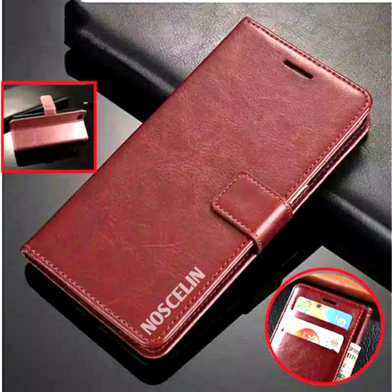 Mi max 3 Original Case Leather | Sarung dompet kulit magnet plus tali hp redmi Mi max 3 Flip Leather