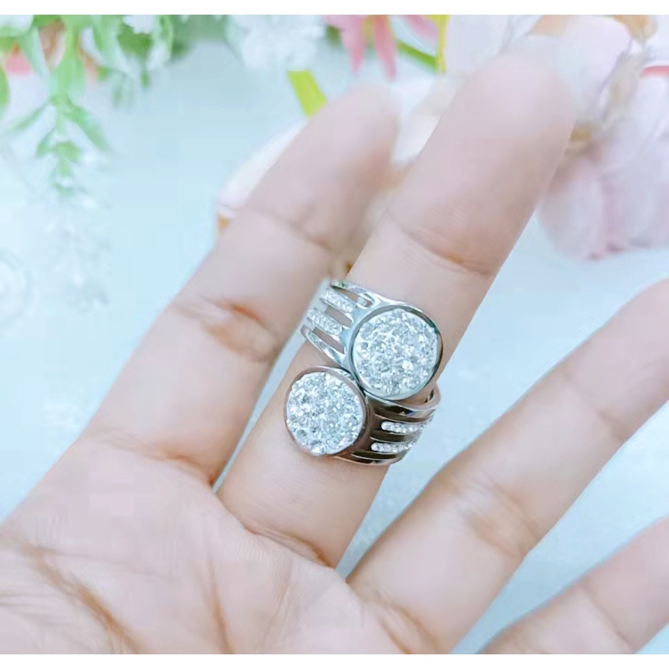 Cincin Titanium Permata 2 Mata