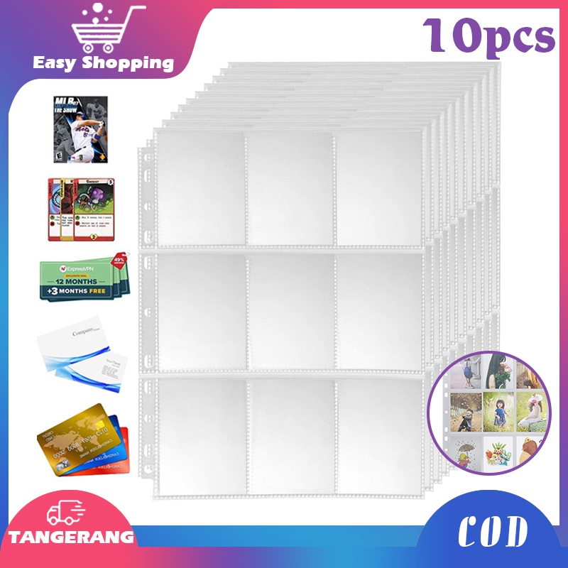 10pcs 9 Pockets A4 Binder Sleeve Clear Sleeve Photocard A4 Sleeves Card Collection Album Pages