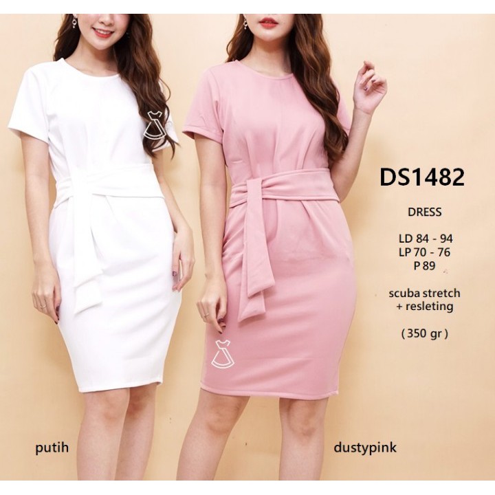 DS1482 DRESS PESTA SCUBA BODYCON DRESS MODERN MIDI SEPAN IMPORT PREMIUM MURAH GROSIR