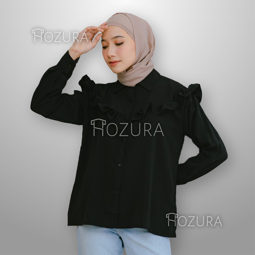 HOZURA - Blouse Nagita - Atasan Kemeja Pakaian Wanita - Dewia Blouse - Olive Blouse Atasan Wanita - Pakaian Terlaris - Korean Style - Atasan Wanita Terbaru Kekinian - Korean Blouse - Arina Blus - Lady Crincle Korean Top - Kemeja Wanita Murah COD Gratis