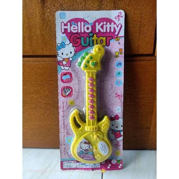 300D - 5 MAINAN GITAR ANAK BENTUK HELLO KITTY BATERAI / MAINAN ALAT MUSIK ANAK SUPER LUCU