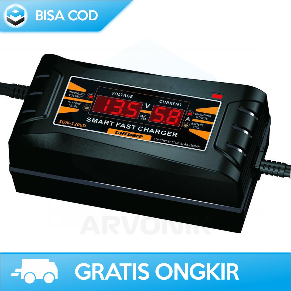 CASAN AKI OTOMATIS MOTOR DAN MOBIL TAFFWARE SON-1206D FAST CHARGER 12V