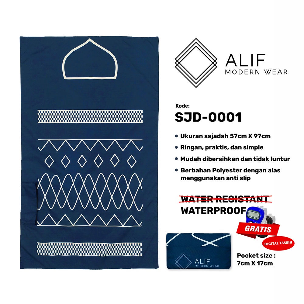 [GRATIS DIGITAL TASBIH] ALIF SAJADAH TRAVEL / SAKU / PORTABLE / WATERPROOF ( ALIF MODERN WEAR SJD-0001 )