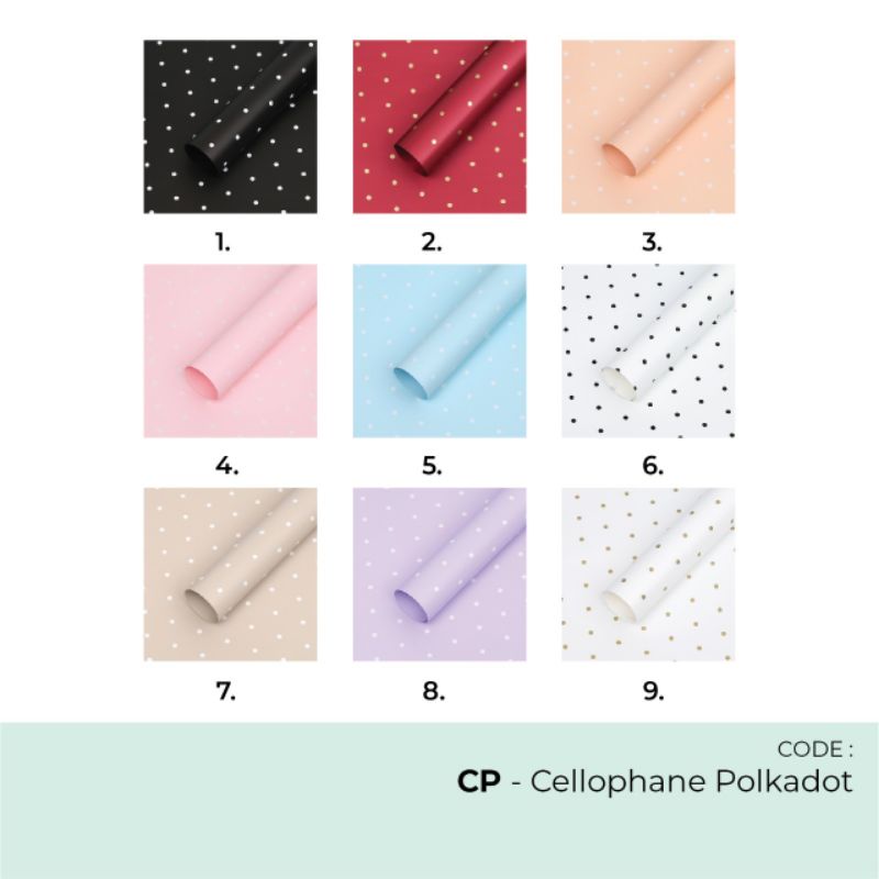 

Flower Wrapping Paper / Korean Wrapping Paper / Cellophane / Kertas Bunga Polkadot - CP
