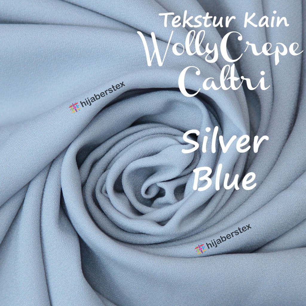 Hijaberstex 1 2 Meter Kain Wollycrepe Caltri Silver Blue Shopee Indonesia