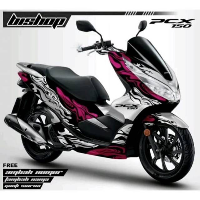 Decal pcx 150 sticker pcx variasi motif tribal putih pink