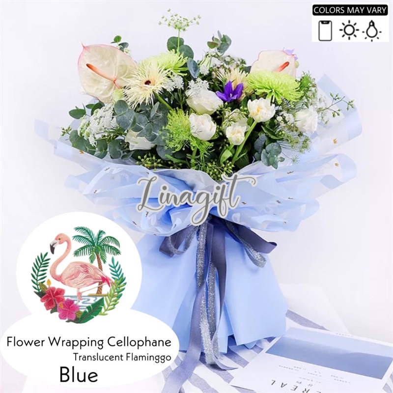 ( 5 Lembar ) FLAMINGGO TRANSLUCENT - KERTAS BUNGA FLOWER WRAPPING PAPER KOREAN CELLOPHANE - RANGKAIAN KARANGAN BUKET BUNGA FLORIST