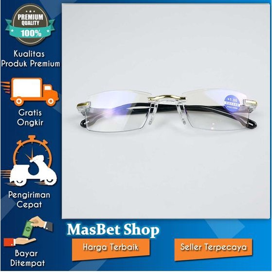 Kacamata Baca Frameless Anti Blue Light Reading Plus 1 Kacamata Baca Kacamata Pria Kacamata Plus - 6